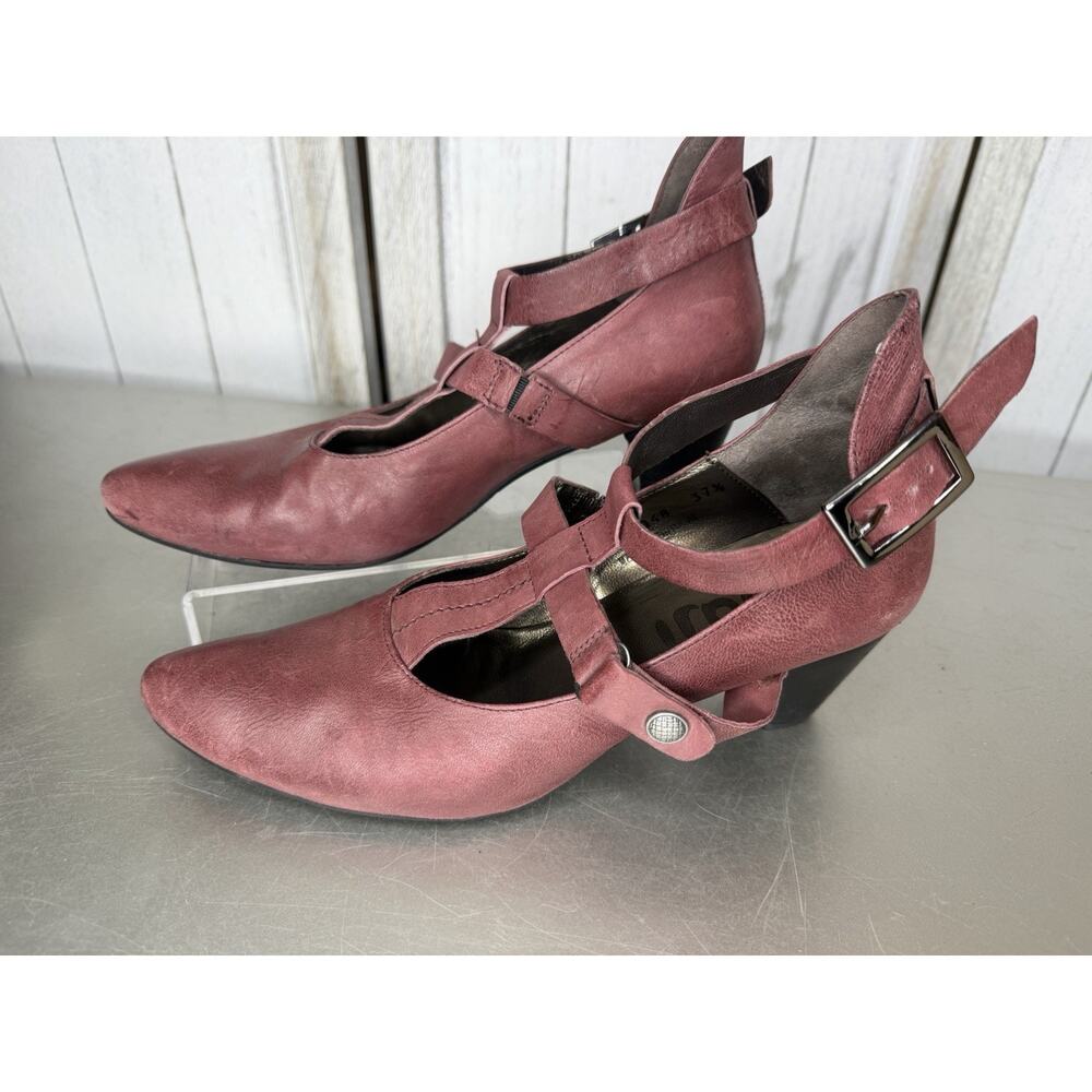 Fidji Burgundy Red Leather Strappy Heels Booties Size 37.5 US 7 / 7.5